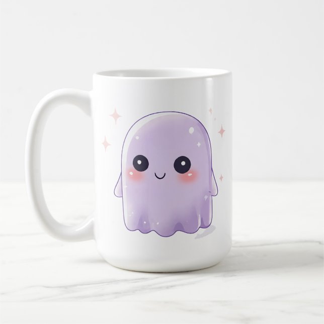 Caneca de Café Fantasma Kawaii Fofa | Xícara de Ha (Esquerda)