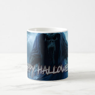 Caneca De Café Fantasma preto em uma paisagem infernal - Hallowee