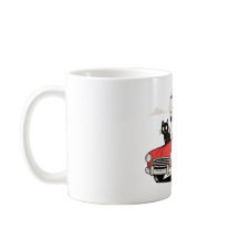 Fantasma Retro de Halloween Dirigindo Carro Vermel