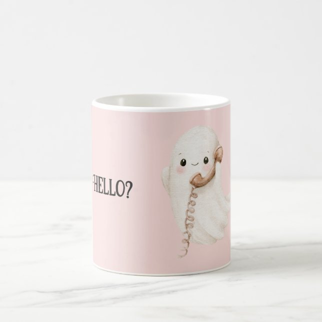 Caneca De Café Fantasma Rosa Olá Telefone (Centro)