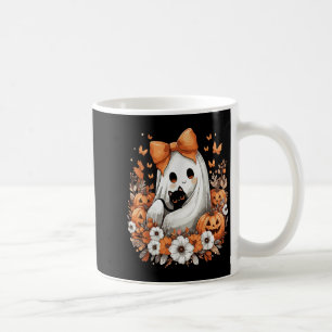 Caneca De Café Fantasma Vintage do Halloween com Abóbora de Gato