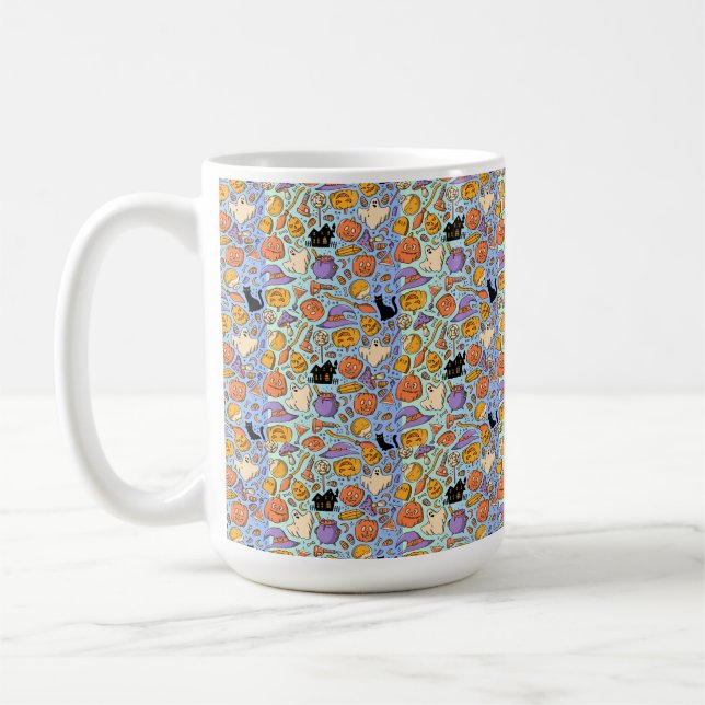 Caneca De Café Fantasmagoria, Abóboras, Gatos & Design Assustador (Esquerda)