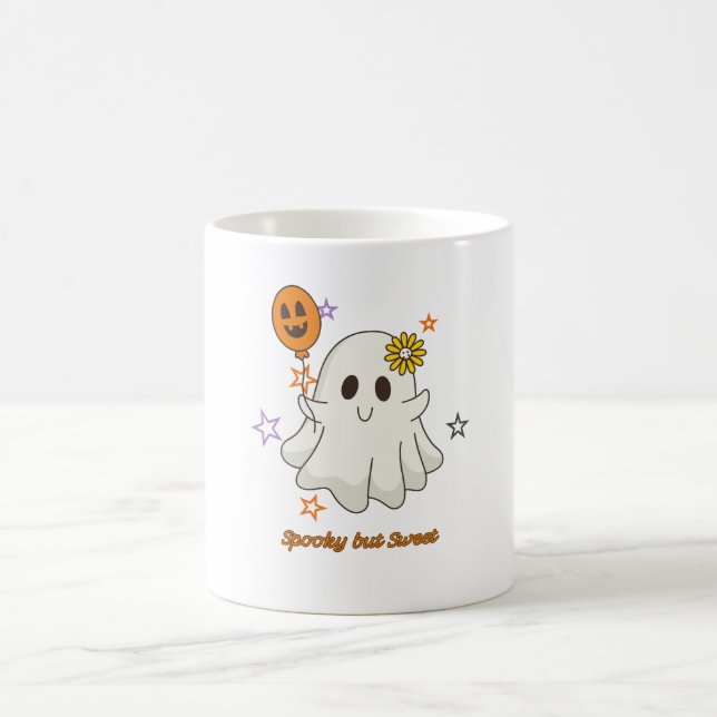 Caneca De Café Fantasmagórico mas Doce Fantasma Bonito de Hallowe (Centro)