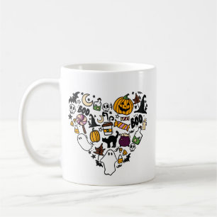 Caneca De Café Fantasmas bonitos do Coração das Halloween, Bombei