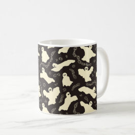 Caneca De Café Fantasmas cremosos - padrão de Halloween.
