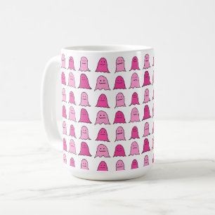 Caneca De Café Fantasmas do Dia das Bruxas Rosa