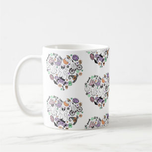 Caneca De Café Fantasmas do Halloween e forma do Coração da Abóbo