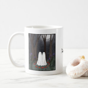 Caneca De Café Fantasmas Fofos na Floresta Caprichosa Goth Nome P