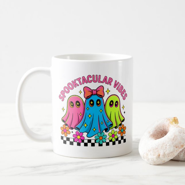 Caneca De Café fantasmas kawaii (Com Donut)