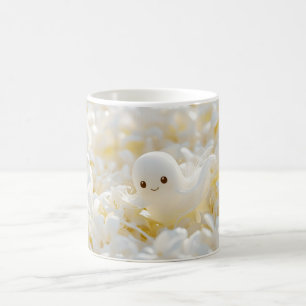 Caneca De Café Fantasmas lindos entre flores brancas