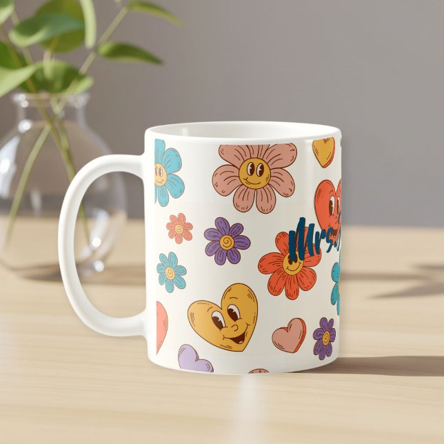 Caneca De Café Fantastic personalized retro teacher mug with name (Criador carregado)