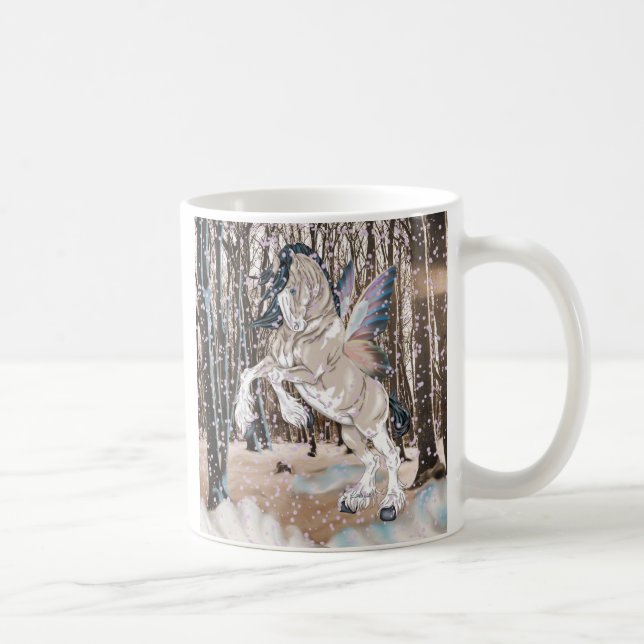 Caneca De Café Fantasy Clydesdale Horse Fairy (Direita)