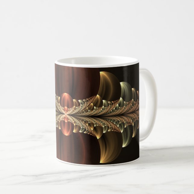 Caneca De Café Fantasy Construction Shiny Abstrato Fractal Art (Frente Esquerda)