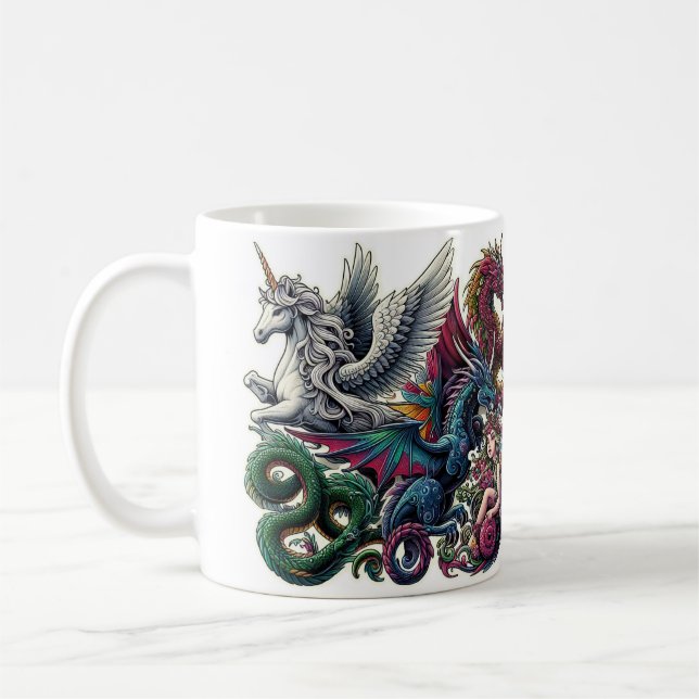 Caneca De Café Fantasy Creatures Sticker (Esquerda)