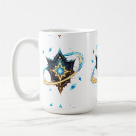 Caneca De Café Fantasy Emblem with Floating Blades – Magical Ener