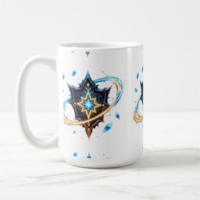 Caneca De Café Fantasy Emblem with Floating Blades – Magical Ener (Esquerda)
