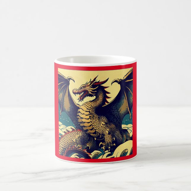 Caneca De Café Fantasy European Dragon - Woodcut 1 (Centro)