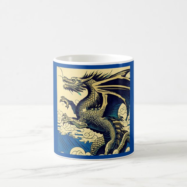 Caneca De Café Fantasy European Dragon - Woodcut 3 (Centro)