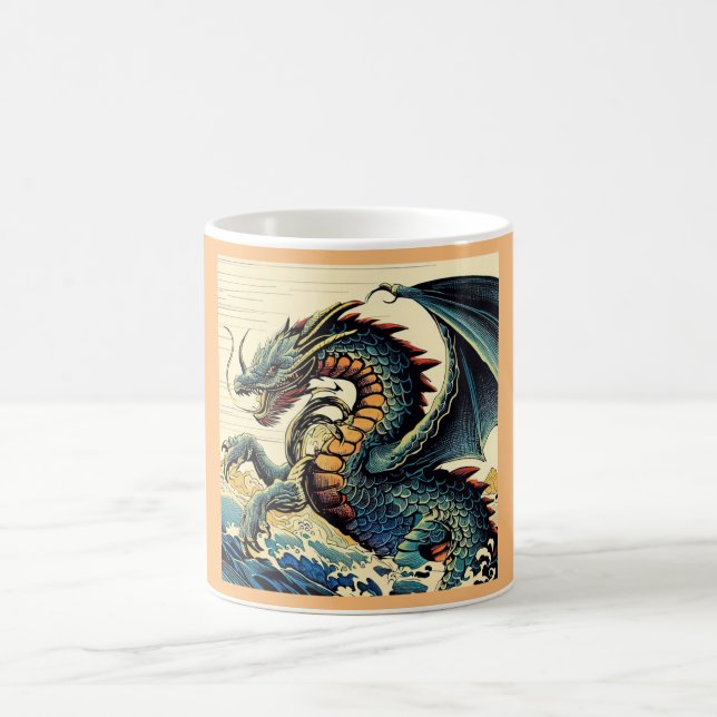 Caneca De Café Fantasy European Dragon - Woodcut 4 (Centro)