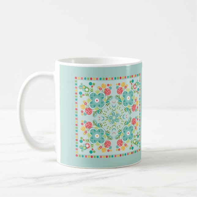 Caneca De Café Fantasy Floral Tile-Summer Meadow  (Esquerda)