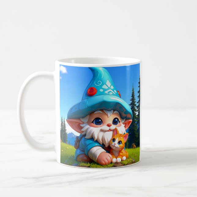 Caneca De Café Fantasy Gnome Cat  (Esquerda)