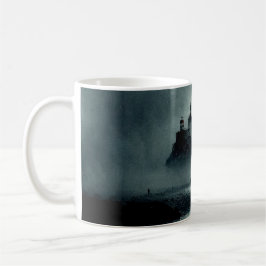 Caneca De Café Fantasy Island Lighthouse Misty Foggy Dark Night