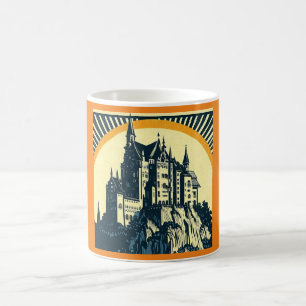 Caneca De Café Fantasy Medieval Castle - Woodcut 3