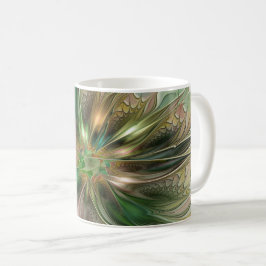 Caneca De Café Fantasy Moderna Abstrato, Flor Fractal Colorida