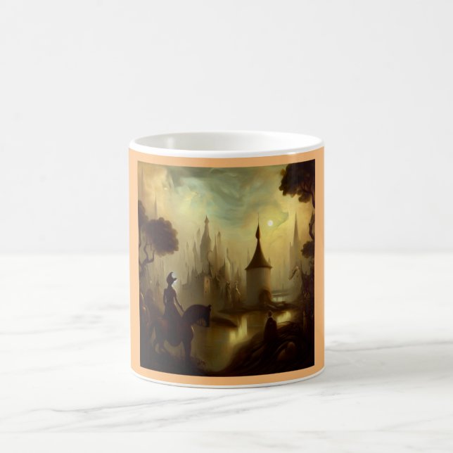 Caneca De Café Fantasy Painting 8 - Cavaleiro de Horseback (Centro)