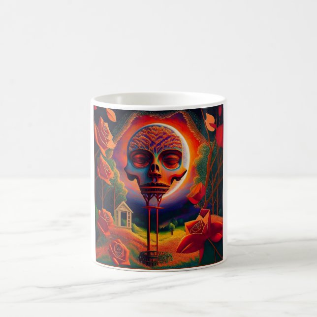 Caneca De Café Fantasy Scene With Roses And Stange Man Creature (Centro)