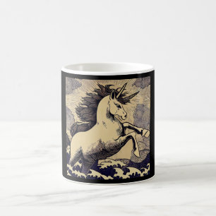 Caneca De Café Fantasy Unicorn - Woodcut 1