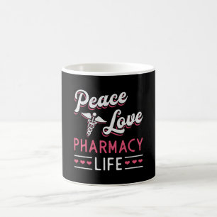 Caneca De Café Faracy Technician Peace Love Life Farmacêutica