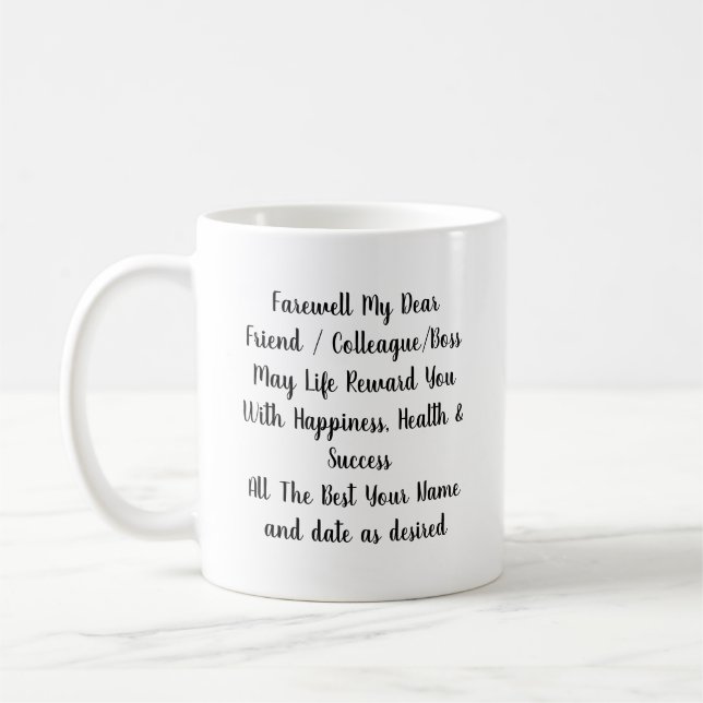 Caneca De Café Farewell Gift Colega Friend Boss Personalizado (Esquerda)