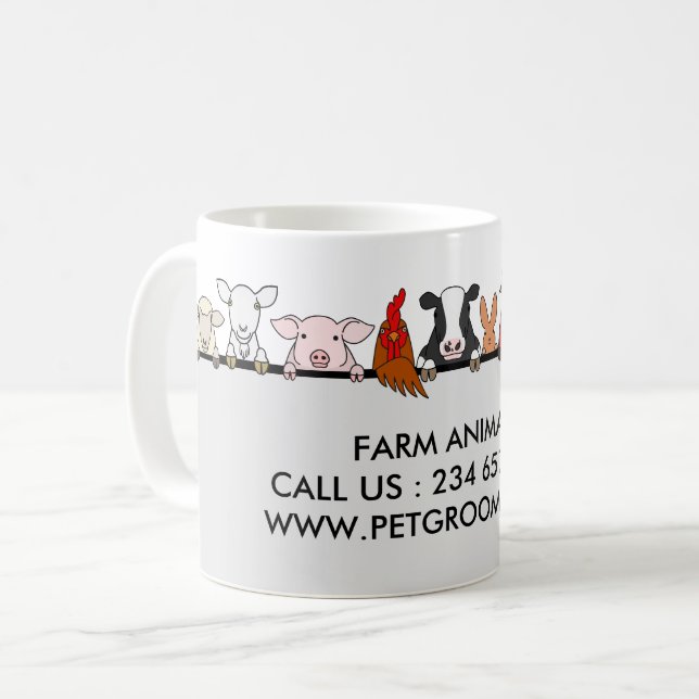 Caneca De Café Farm Animals Sheep Chicken Cow customer (Frente Esquerda)