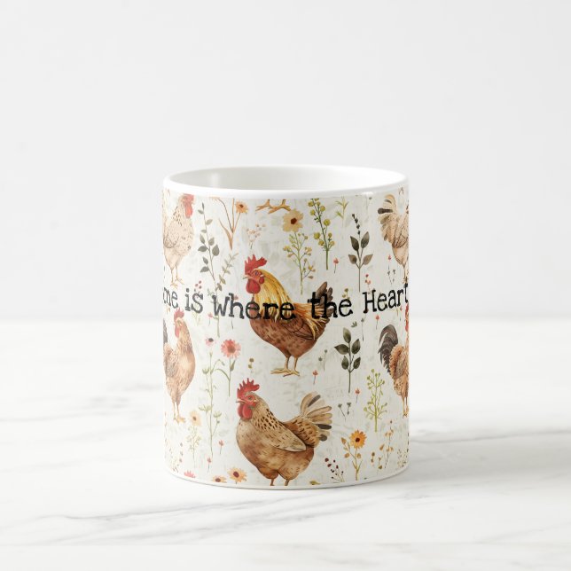 Caneca De Café Farm Roosters Floral Home Heart (Centro)