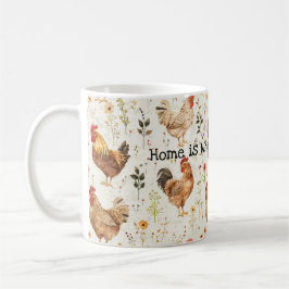 Caneca De Café Farm Roosters Floral Home Heart