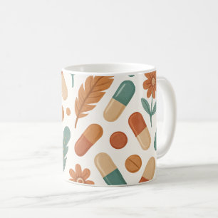 Caneca De Café Farmacêutico Boho Daisy Penas Pílulas