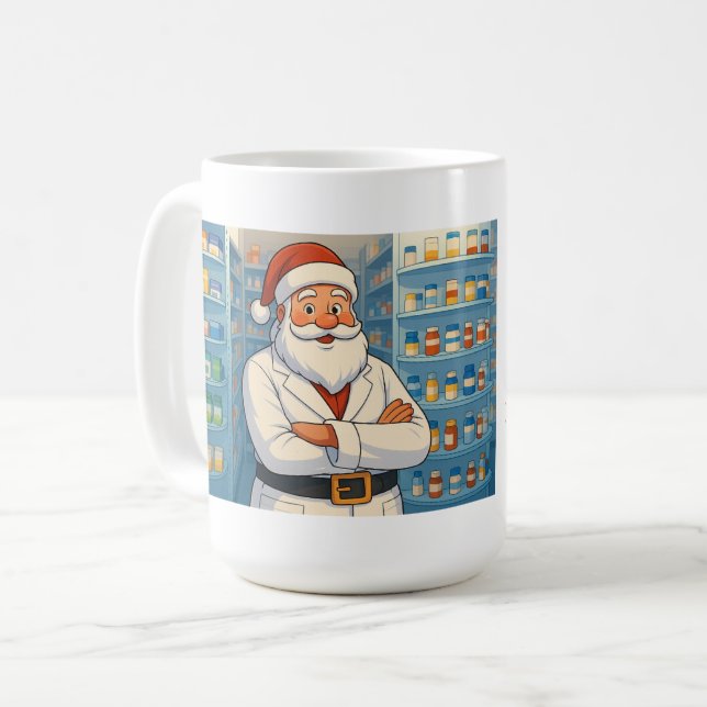 Caneca De Café Farmacêutico de Natal Personalizado (Frente Esquerda)