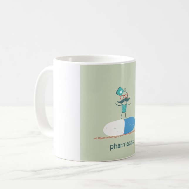 Caneca De Café Farmacêutico em Cápsula de Comprimido Azul (Frente Esquerda)