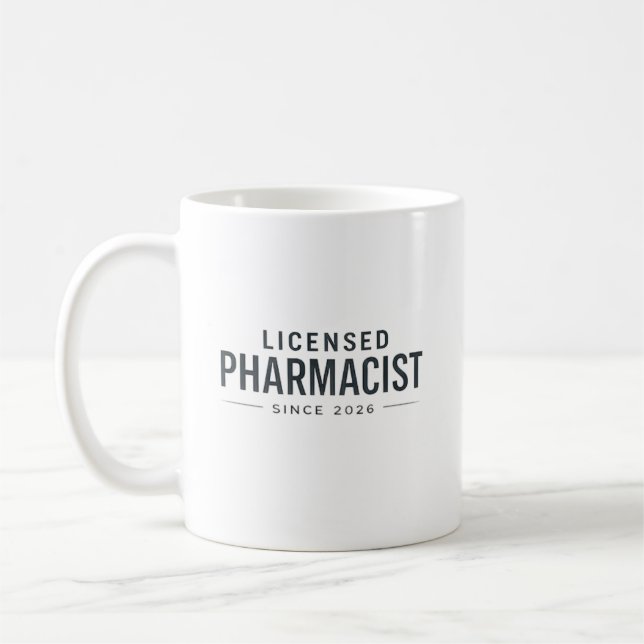 Caneca De Café Farmacêutico Licenciado Desde 2026 Design Profissi (Esquerda)