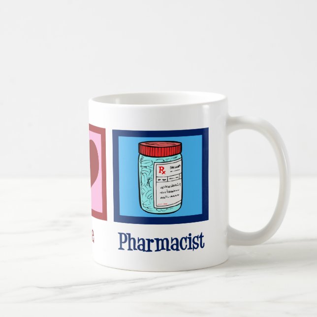 Caneca De Café Farmacêutico Peace Love (Direita)