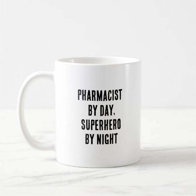 Caneca De Café Farmacêutico por dia, super-herói à noite (Esquerda)