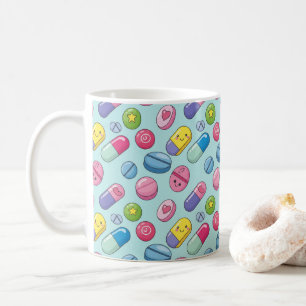 Caneca De Café Farmácia Happy Pills Kawaii Smileys