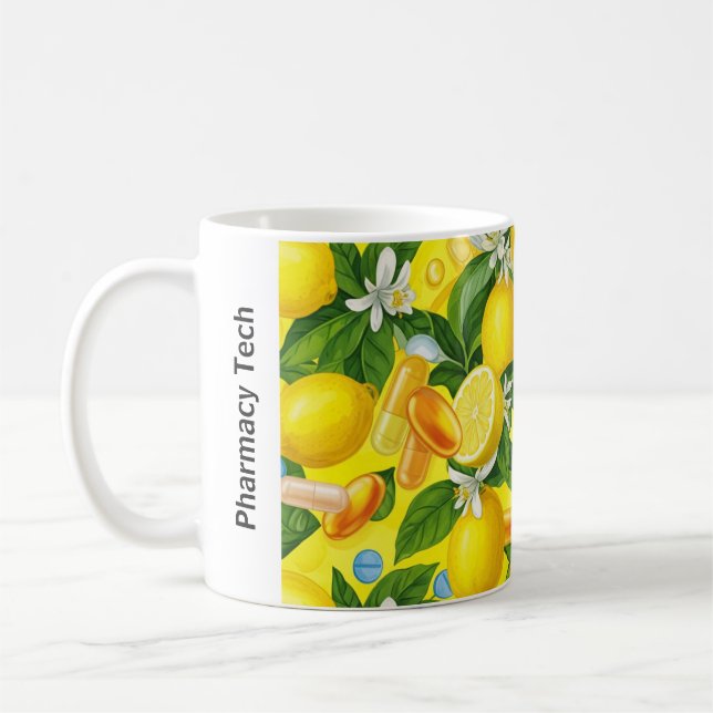 Caneca De Café Farmácia personalizada limão amarelo (Esquerda)