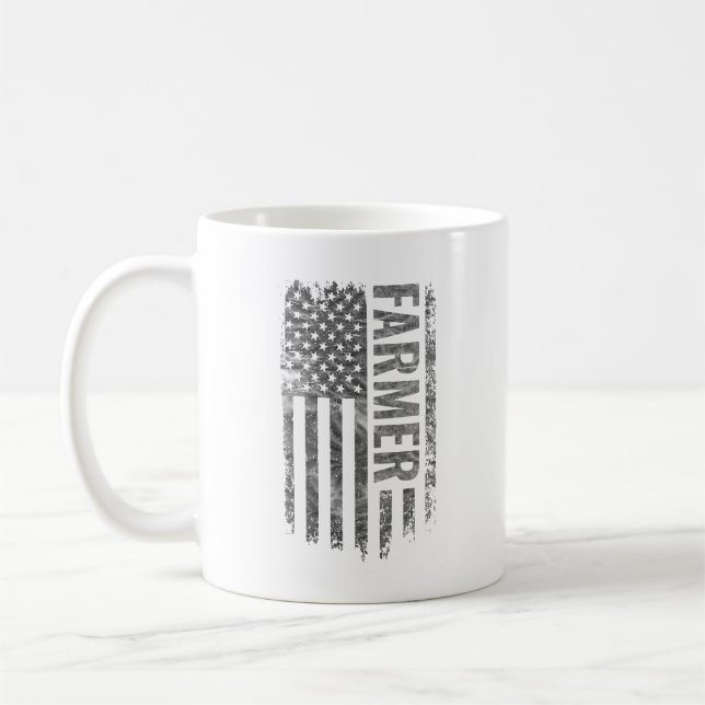 Caneca De Café Farmer USA Flag Distressed design (Esquerda)