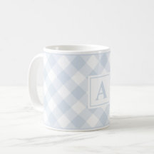 Farmhouse Blue Buffalo Check Monogramas Xadrez