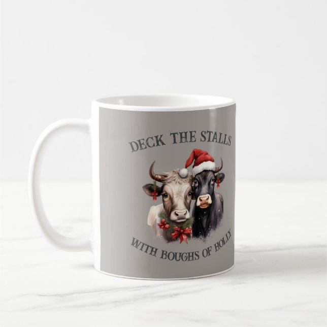 Caneca De Café Farmhouse Country Russo das Vacas de Natal (Esquerda)