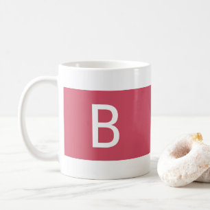 Caneca De Café Farmhouse de Monograma Rosa e Branco Minimalista M