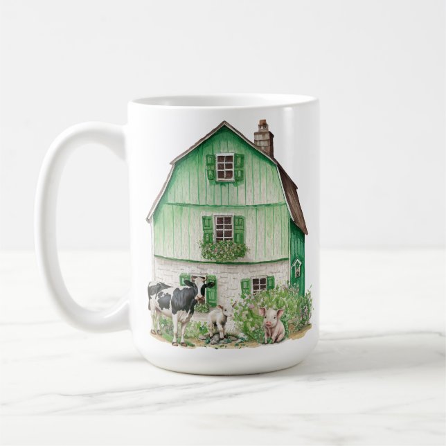 Caneca De Café Farmhouse Irlandês | Barn Verde (Esquerda)