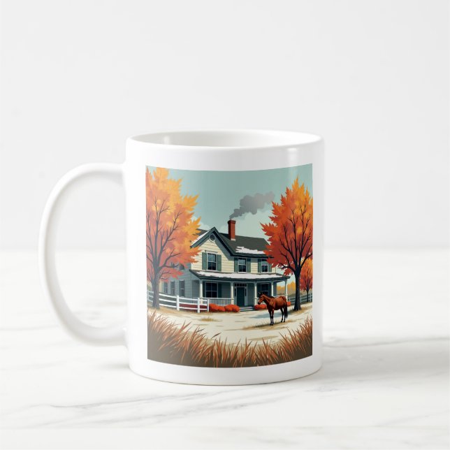 Caneca De Café Farmhouse Russo e Arte de Muro de Canvas (Esquerda)
